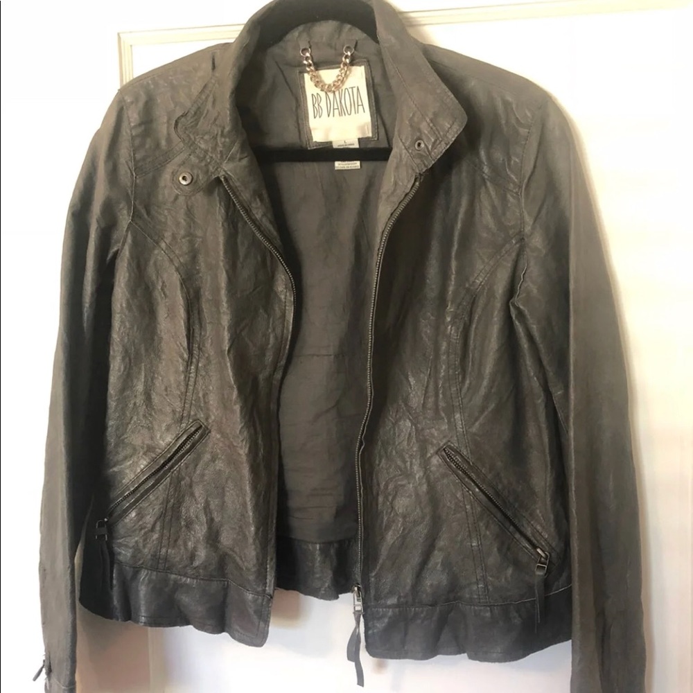 BB Dakota leather jacket grey. L